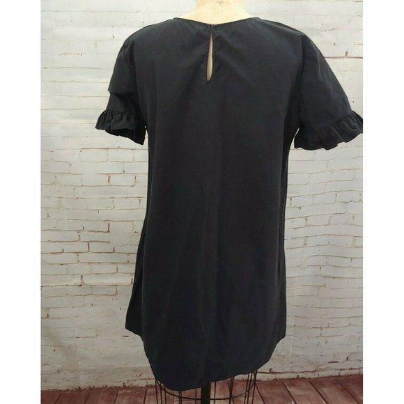 Zara Trafaluc Women's Black Ruffled Sleeve Shift Dress Size Large L - Picture 4 of 6